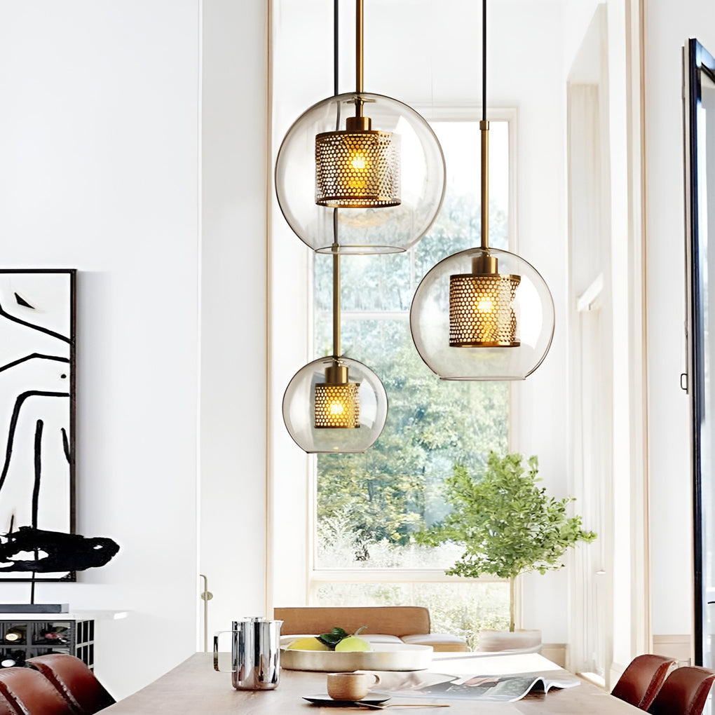 Modern Nordic Round Glass LED Pendant Light for Kitchen Island and Dining Room Decor