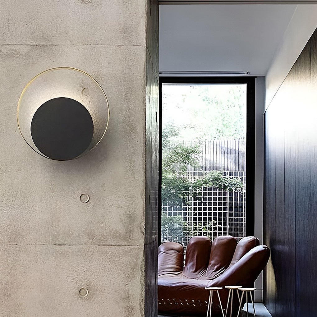 Modern Nordic Round LED Wall Sconce Minimalist Iron Bedside Lamp for Living Room and Hallway