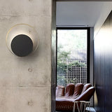 Modern Nordic Round LED Wall Sconce Minimalist Iron Bedside Lamp for Living Room and Hallway