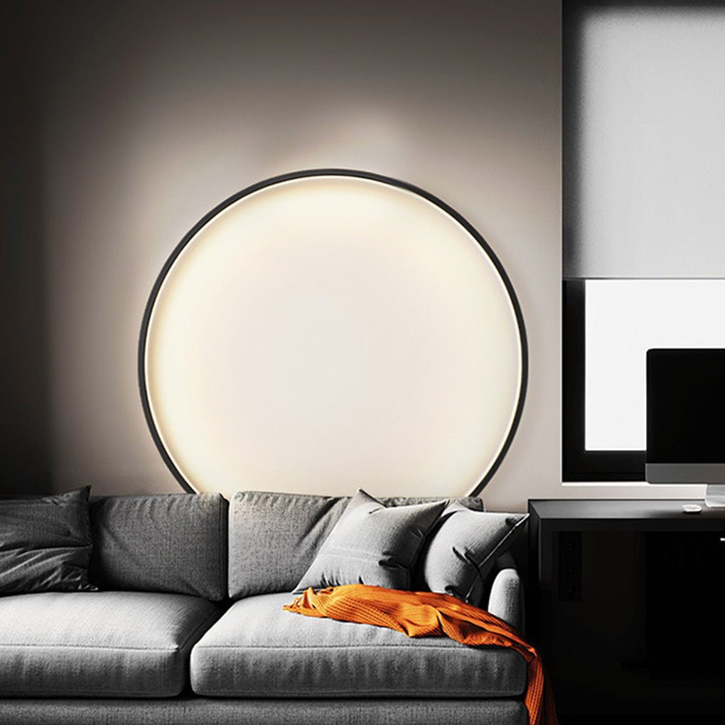 Modern Nordic Round Minimalist Wall Sconce with Trichromatic Dimming for Living Room Decor