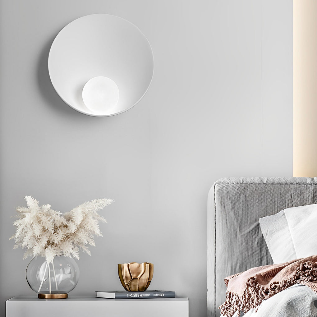 Modern Nordic Round Resin Glass Wall Sconce White Decorative Indoor Light Fixture for Bedroom Hallway