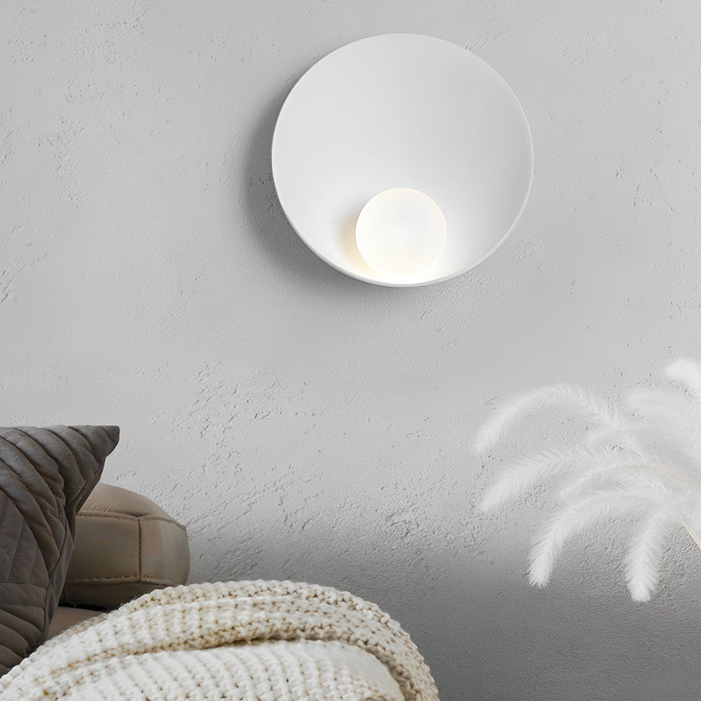 Modern Nordic Round Resin Glass Wall Sconce White Decorative Indoor Light Fixture for Bedroom Hallway