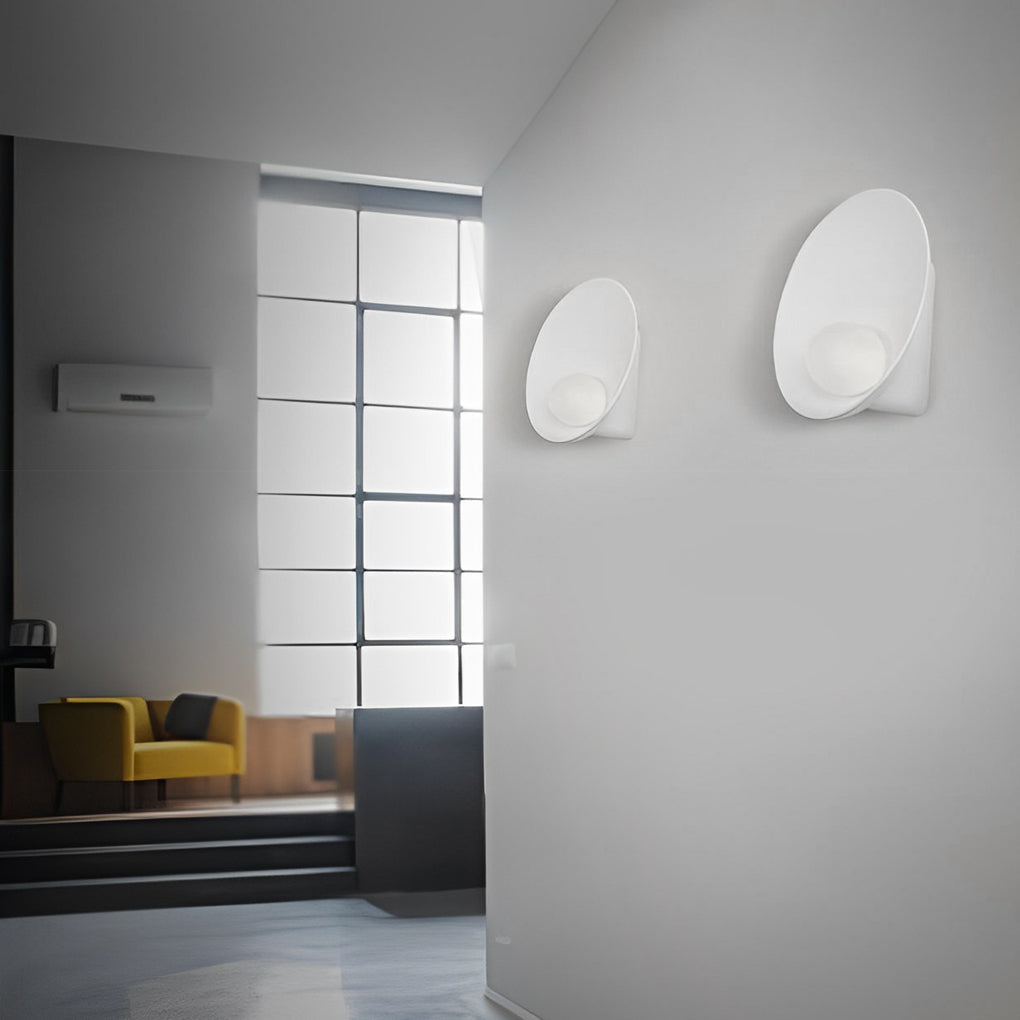Modern Nordic Round Resin Glass Wall Sconce White Decorative Indoor Light Fixture for Bedroom Hallway
