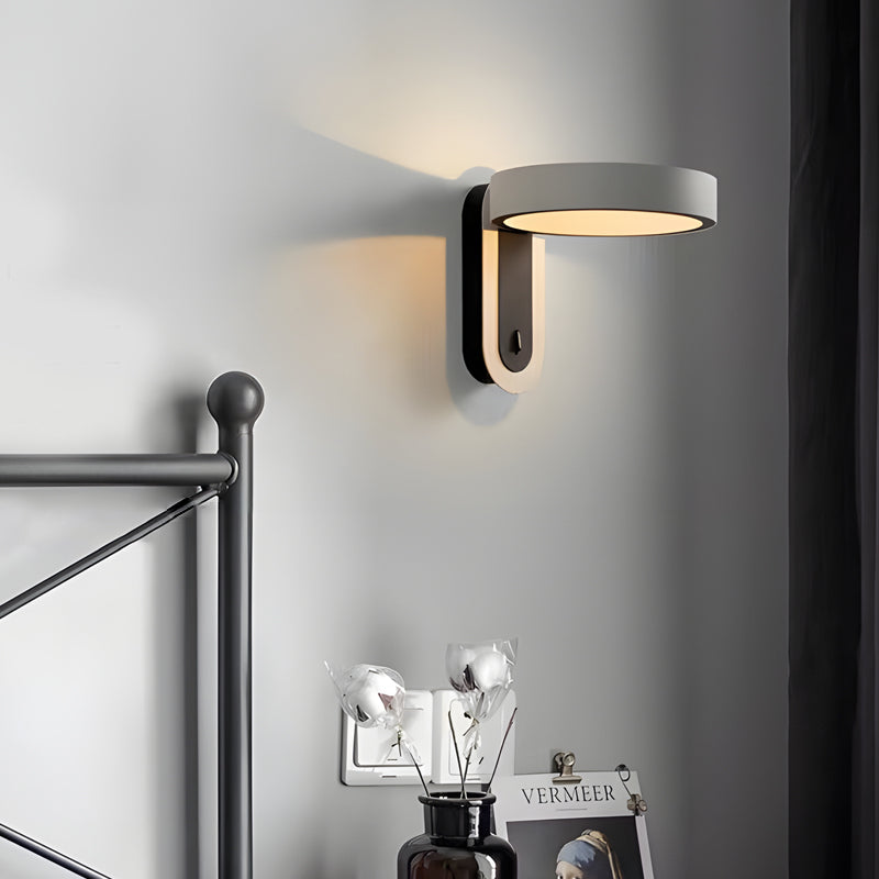 Modern Nordic Round White Adjustable LED Wall Sconce for Bedroom and Living Room Lighting