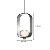 Modern Nordic Rounded Rectangular Glass Pendant Light Electroplated Iron Fixture for Dining and Bedroom