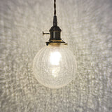 Modern Nordic Spherical Crackled Glass LED Pendant Light for Kitchen Island and Bedroom