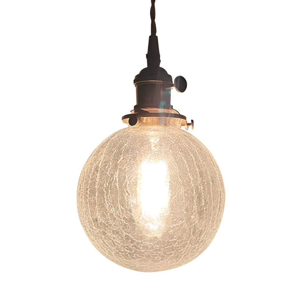 Modern Nordic Spherical Crackled Glass LED Pendant Light for Kitchen Island and Bedroom