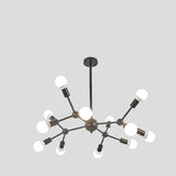 Modern Nordic Sputnik Chandelier with 12 Lights Adjustable Linear Metal Ceiling Light Fixture