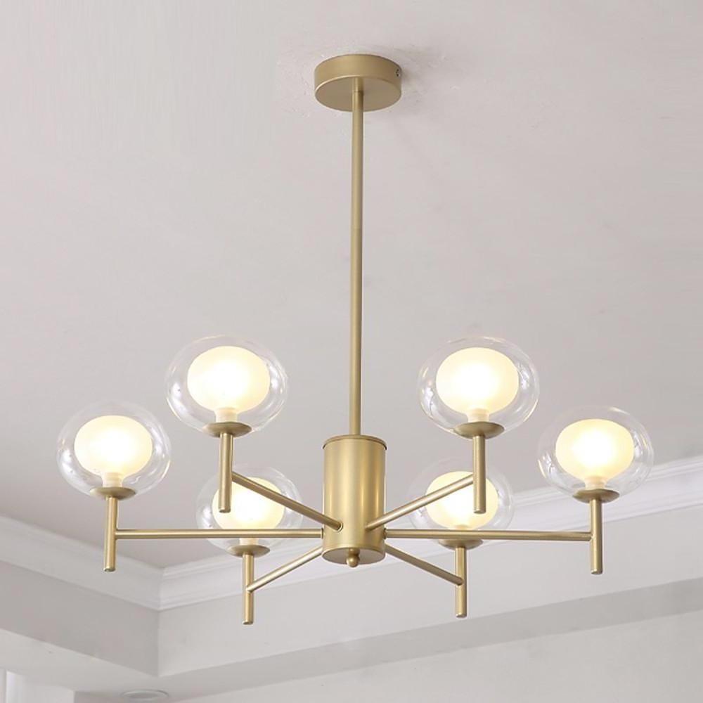 Modern Nordic Sputnik Chandelier with Glass Bubble Shades Gold and Black Multi Light LED Pendant