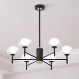 Modern Nordic Sputnik Chandelier with Glass Bubble Shades Gold and Black Multi Light LED Pendant