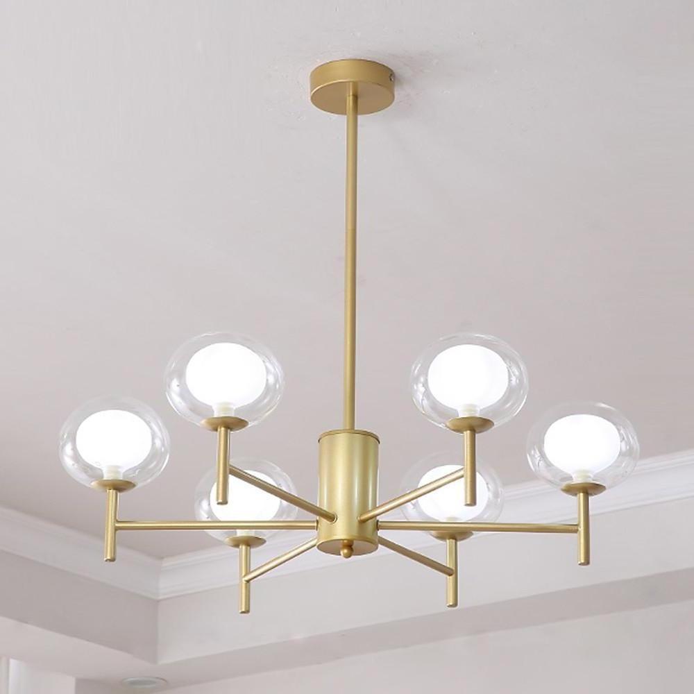 Modern Nordic Sputnik Chandelier with Glass Bubble Shades Gold and Black Multi Light LED Pendant