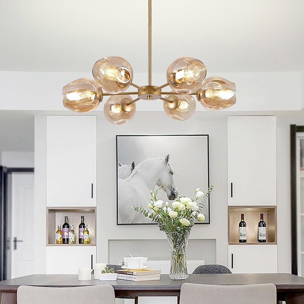 Modern Nordic Sputnik Glass Globe Chandelier LED Hanging Ceiling Light Fixture