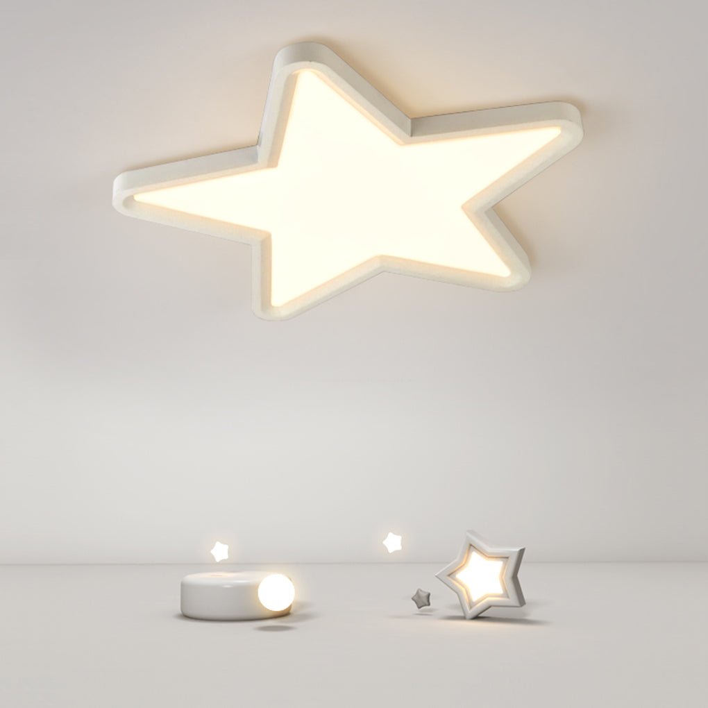 Star Shape LED Flush Mount Ceiling Light Dimmable Nordic Fixture for Nursery and Bedroom