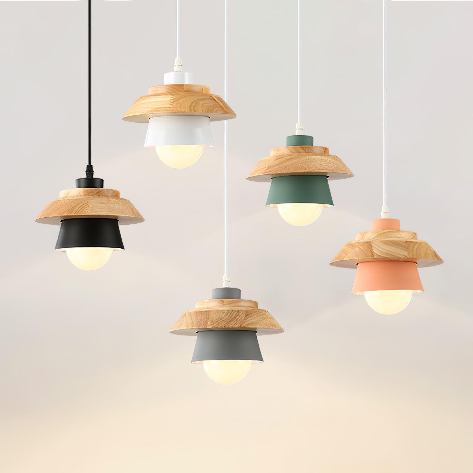 Modern Nordic Stone Wood Pendant Light Minimalist Hanging Lamp for Dining Room and Kitchen