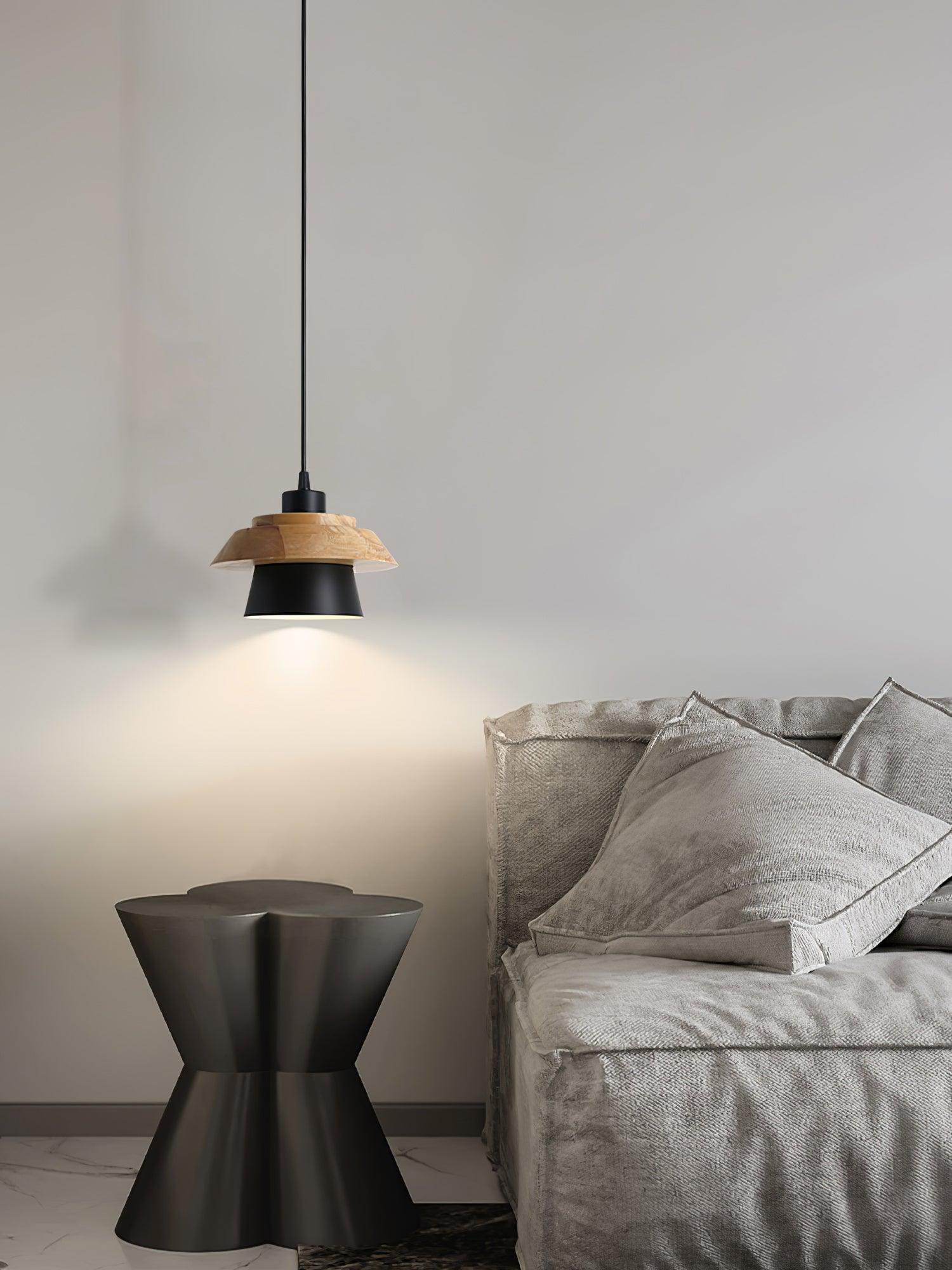 Modern Nordic Stone Wood Pendant Light Minimalist Hanging Lamp for Dining Room and Kitchen