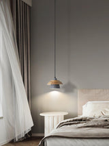Modern Nordic Stone Wood Pendant Light Minimalist Hanging Lamp for Dining Room and Kitchen