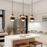 Modern Nordic Stone Wood Pendant Light Minimalist Hanging Lamp for Dining Room and Kitchen
