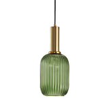 Modern Nordic Striped Glass Lantern Pendant Light Creative LED Hanging Chandelier for Dining Room