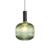 Modern Nordic Striped Glass Lantern Pendant Light Creative LED Hanging Chandelier for Dining Room
