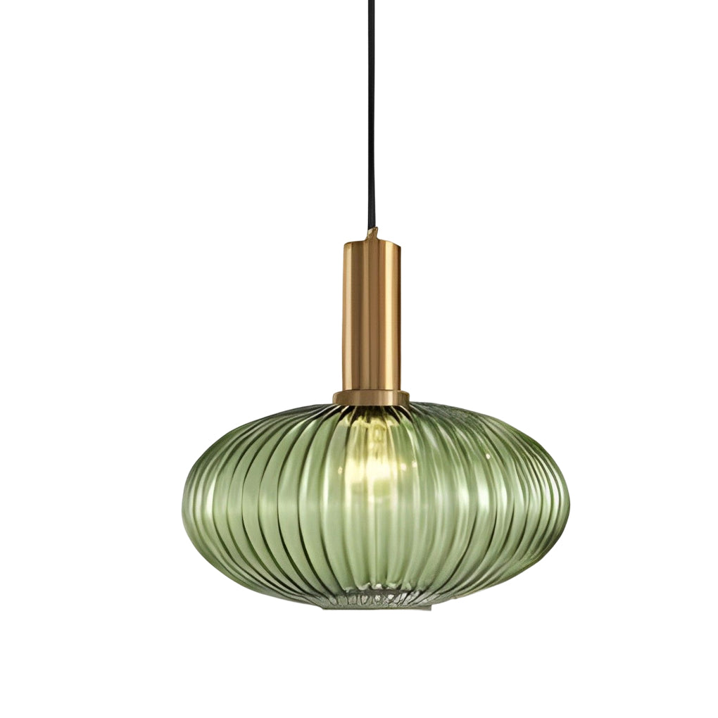Modern Nordic Striped Glass Lantern Pendant Light Creative LED Hanging Chandelier for Dining Room