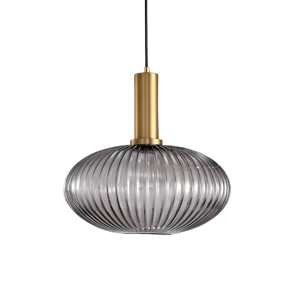 Modern Nordic Striped Glass Lantern Pendant Light Creative LED Hanging Chandelier for Dining Room