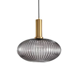 Modern Nordic Striped Glass Lantern Pendant Light Creative LED Hanging Chandelier for Dining Room