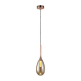 Modern Nordic Teardrop Glass LED Pendant Light Hanging Ceiling Fixture in Amber and Smoke Gray