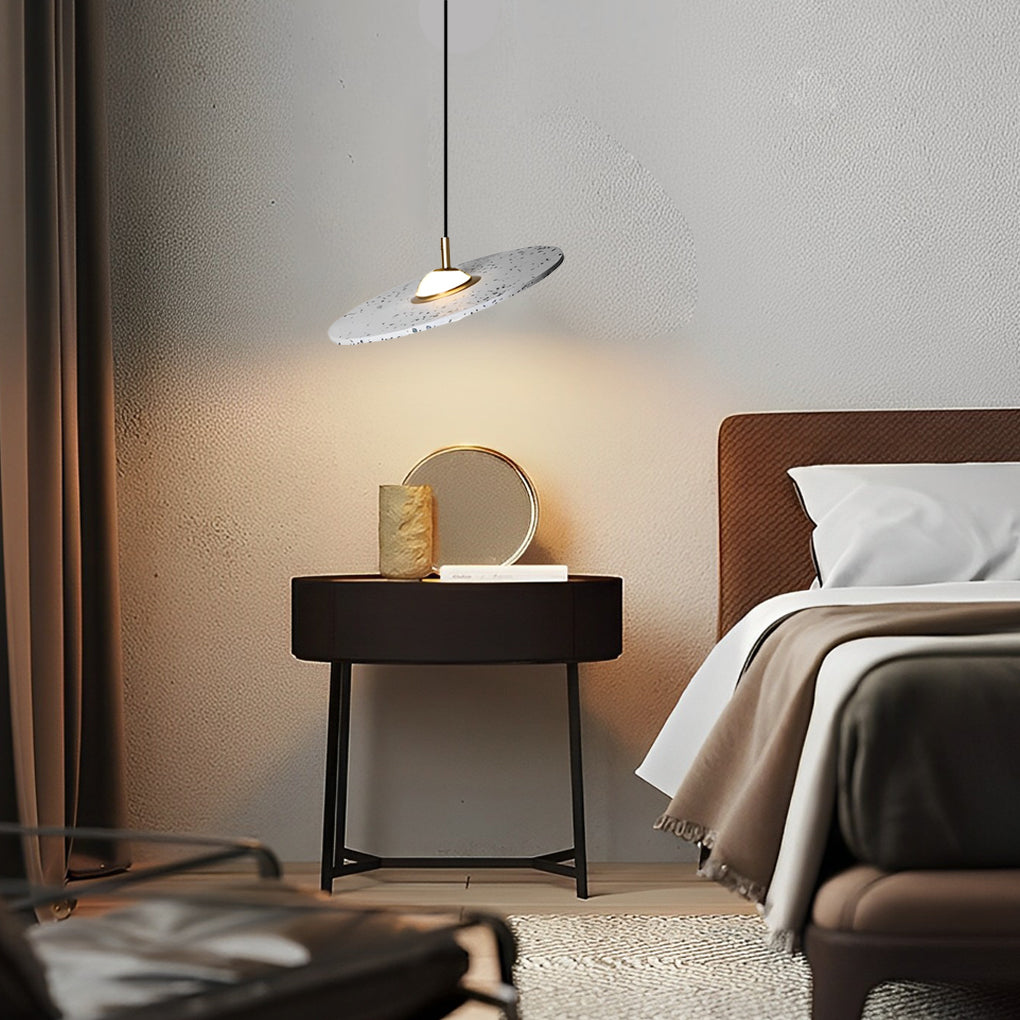 Modern Nordic Terrazzo and Glass Sphere LED Pendant Light with Adjustable Cord