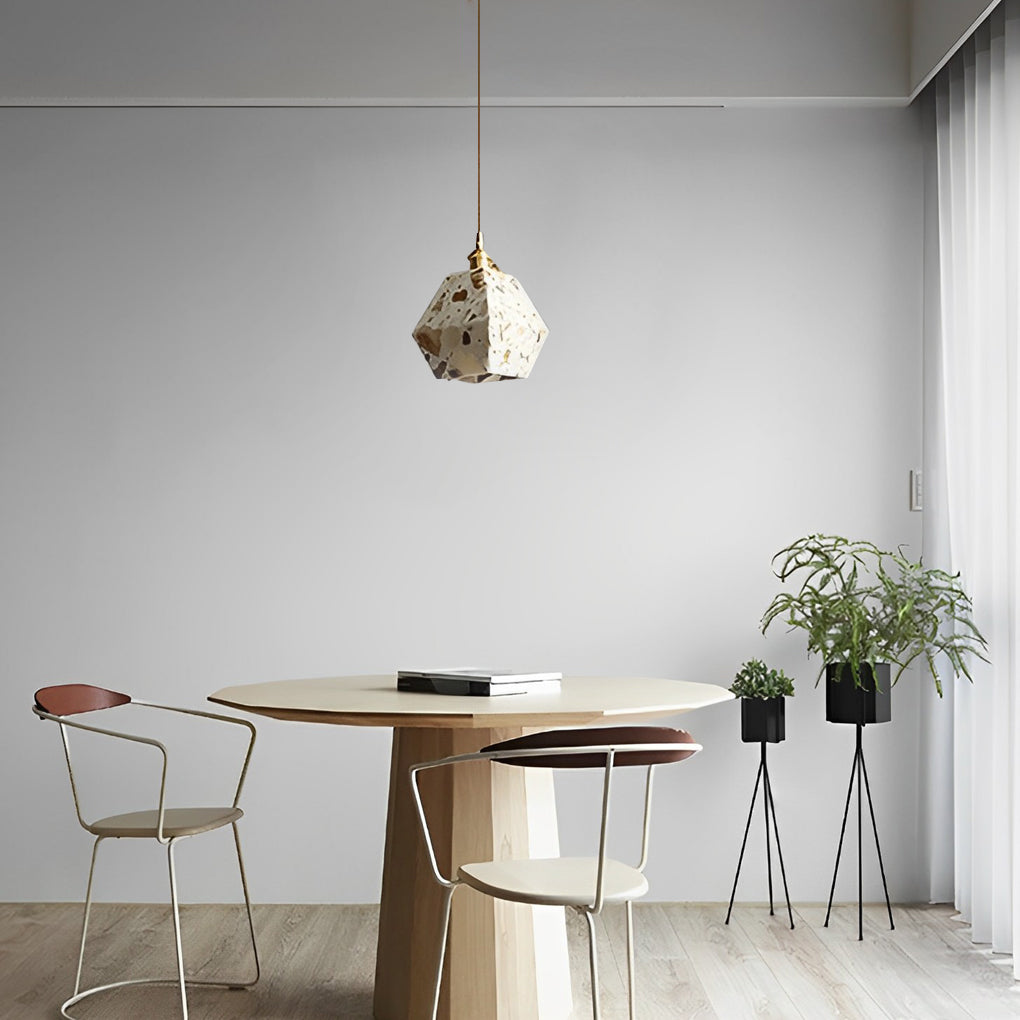 Modern Nordic Terrazzo Cement Pendant Light Concrete LED Chandelier for Kitchen Island and Dining Room