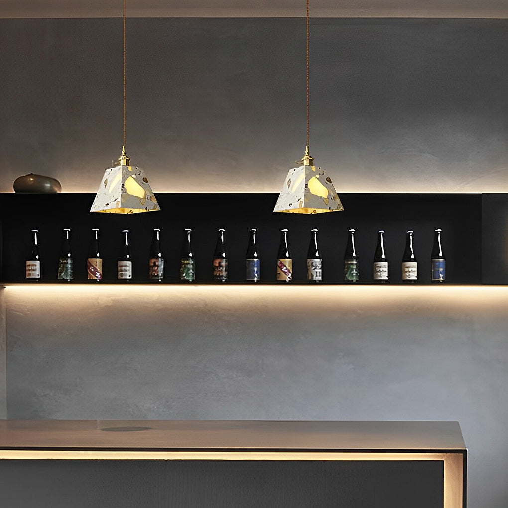 Modern Nordic Terrazzo Cement Pendant Light Concrete LED Chandelier for Kitchen Island and Dining Room