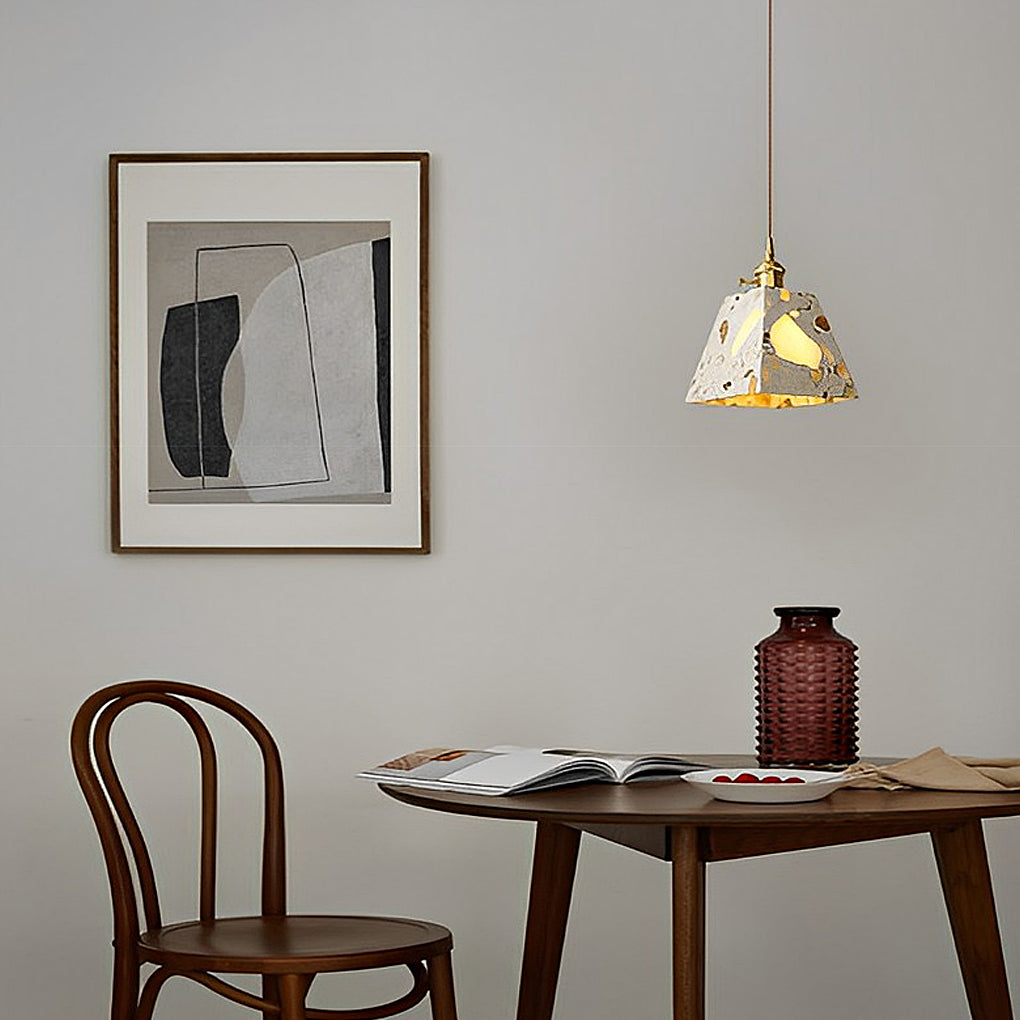 Modern Nordic Terrazzo Cement Pendant Light Concrete LED Chandelier for Kitchen Island and Dining Room