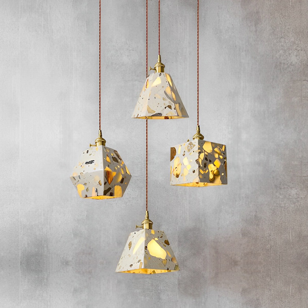 Modern Nordic Terrazzo Cement Pendant Light Concrete LED Chandelier for Kitchen Island and Dining Room