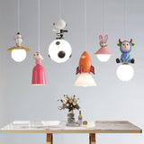 Modern Nordic Toy Figurine Pendant Light for Kids Bedroom and Bedside Decor