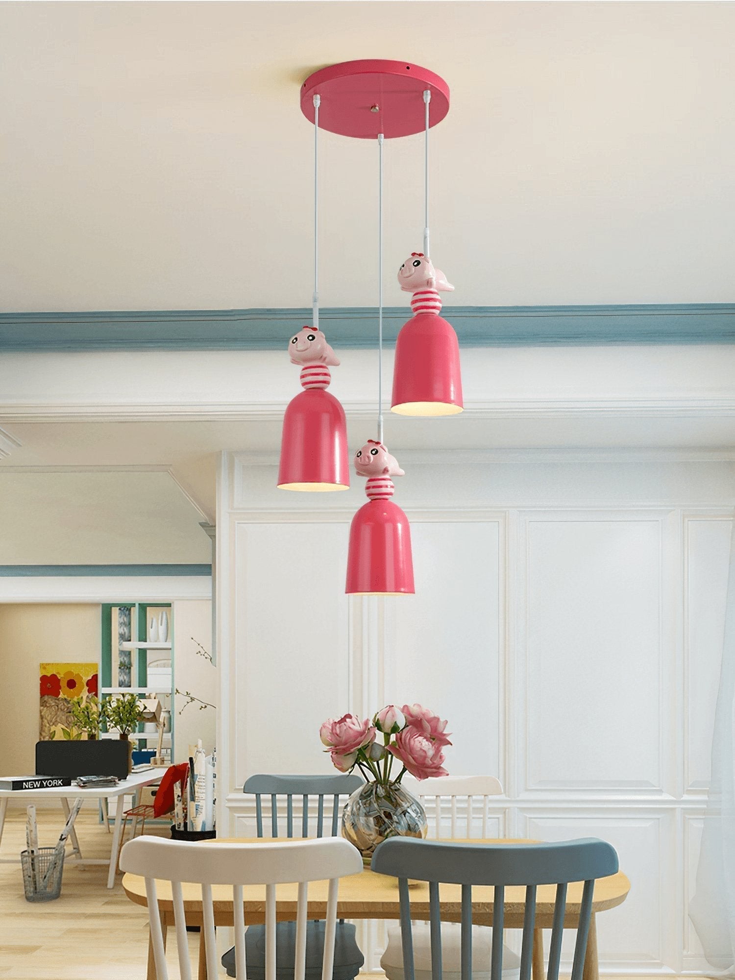 Modern Nordic Toy Figurine Pendant Light for Kids Bedroom and Bedside Decor