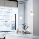 Modern Nordic UFO Glass Ball LED Chandelier Pendant Light for Bedroom and Dining Room Minimalist Iron Hanging Lamp