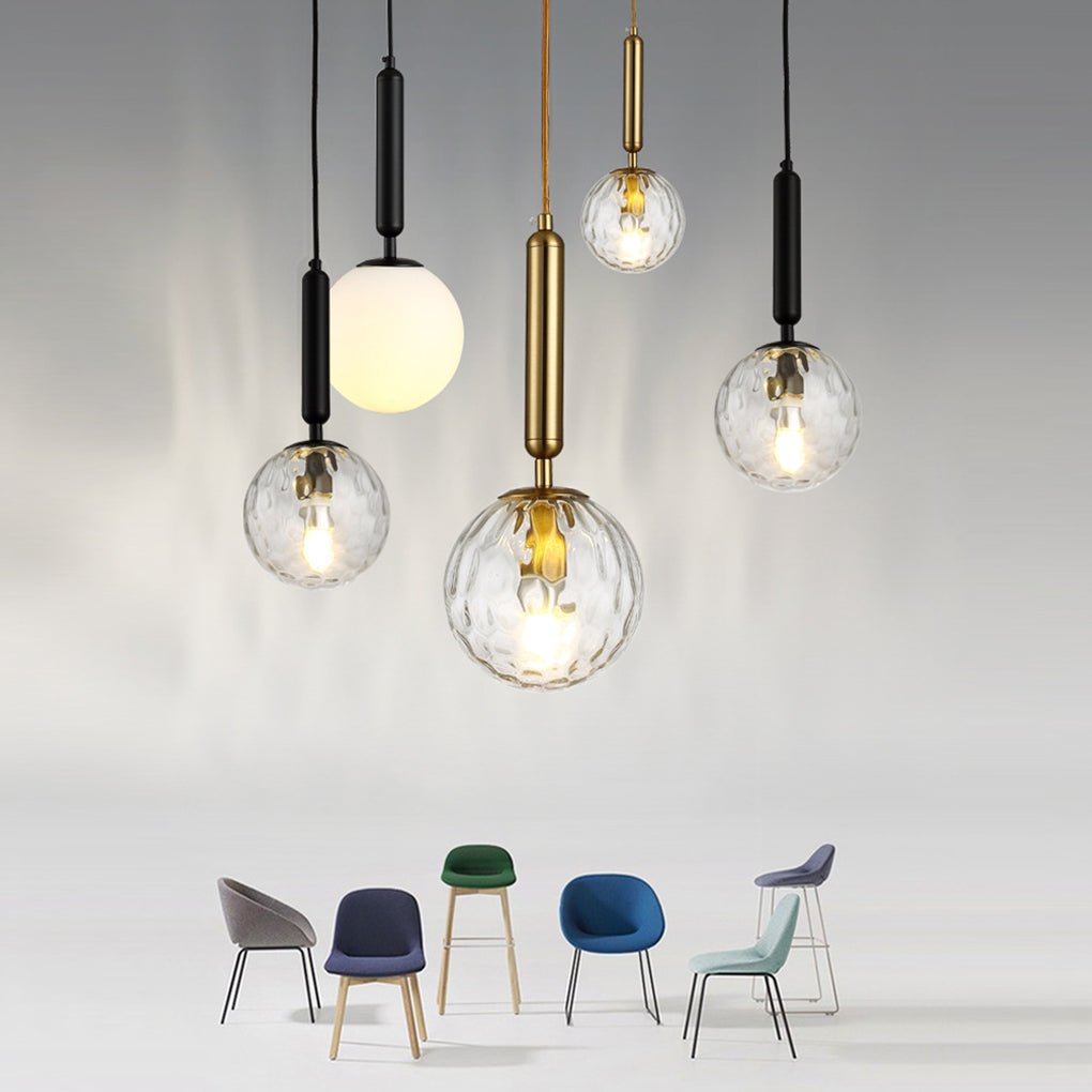Modern Nordic Water Pattern Glass LED Pendant Light for Bedroom Bedside and Dining Areas