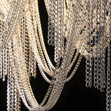 Modern Nordic Wavy Aluminum Chain Tassel Chandelier Artistic 3 Step Dimming Pendant Light Gold Silver
