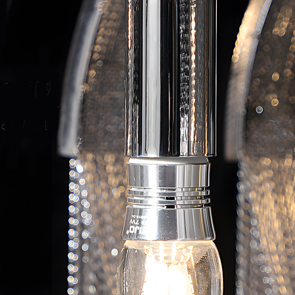 Modern Nordic Wavy Aluminum Chain Tassel Chandelier Artistic 3 Step Dimming Pendant Light Gold Silver