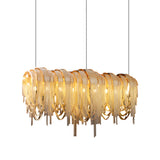 Modern Nordic Wavy Aluminum Chain Tassel Chandelier Artistic 3 Step Dimming Pendant Light Gold Silver