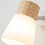 Modern Nordic Wood and Glass Cone Rotatable Wall Sconce in White Finish