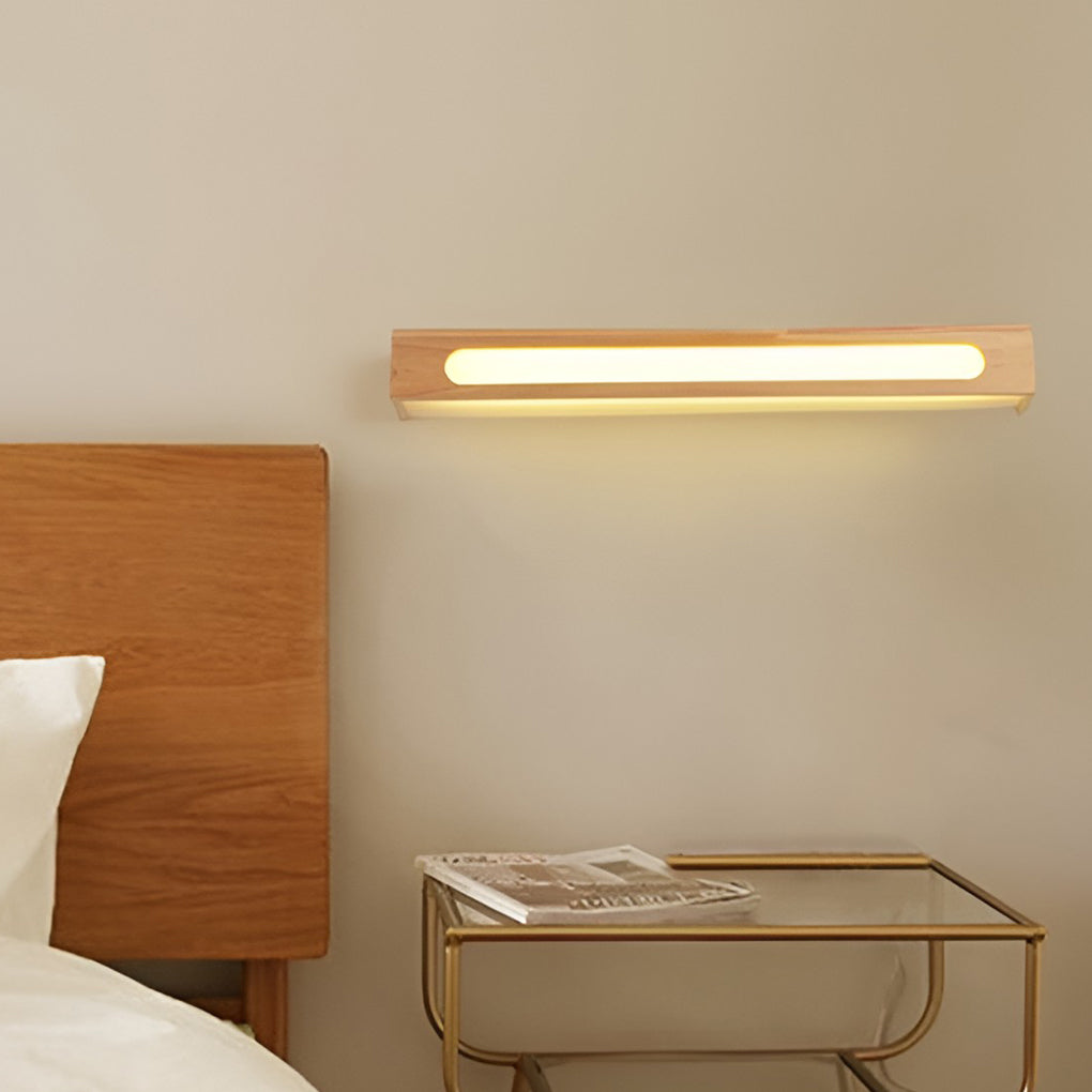 Modern Nordic Wood LED Wall Sconce Waterproof Bathroom Mirror Light for Bedroom and Living Room