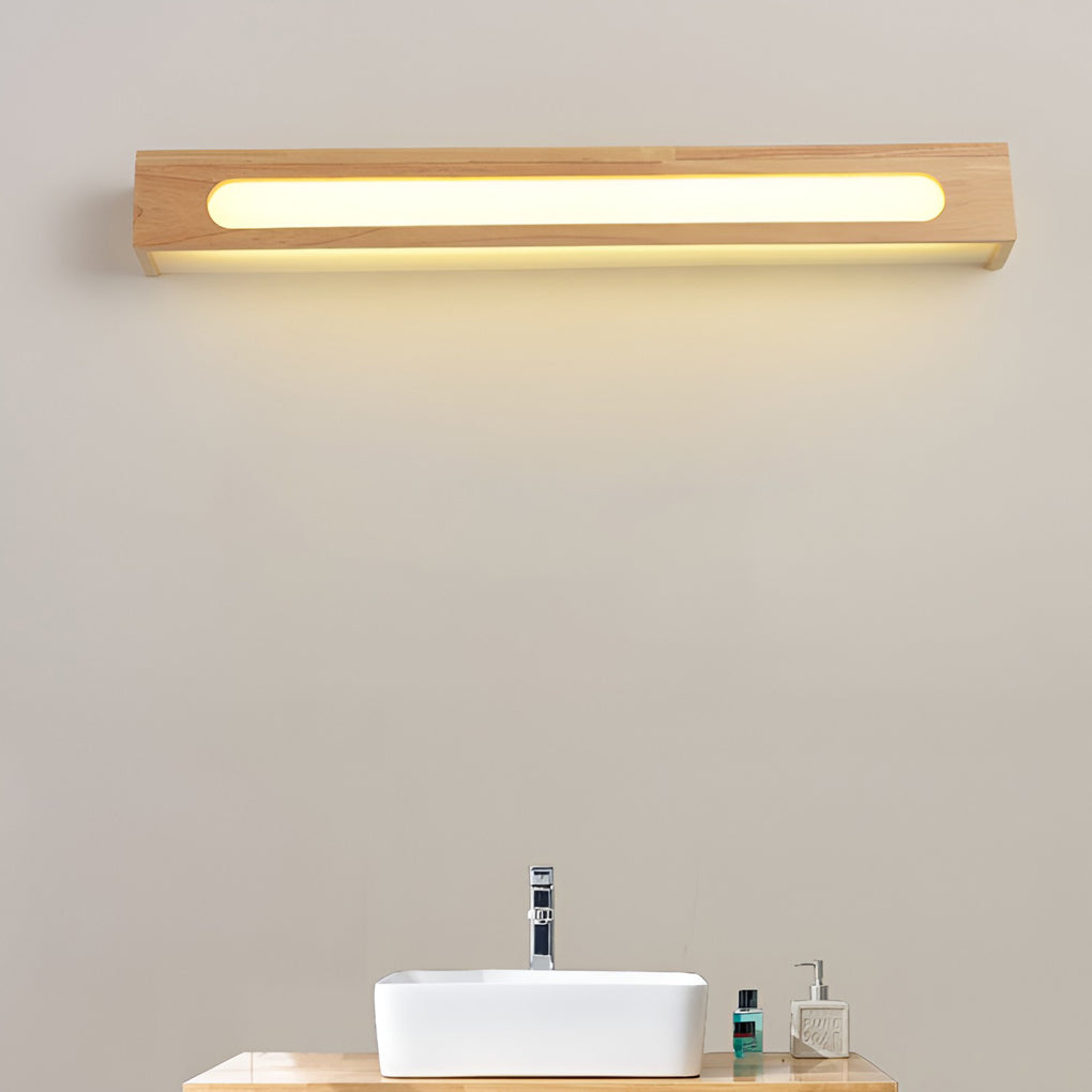 Modern Nordic Wood LED Wall Sconce Waterproof Bathroom Mirror Light for Bedroom and Living Room