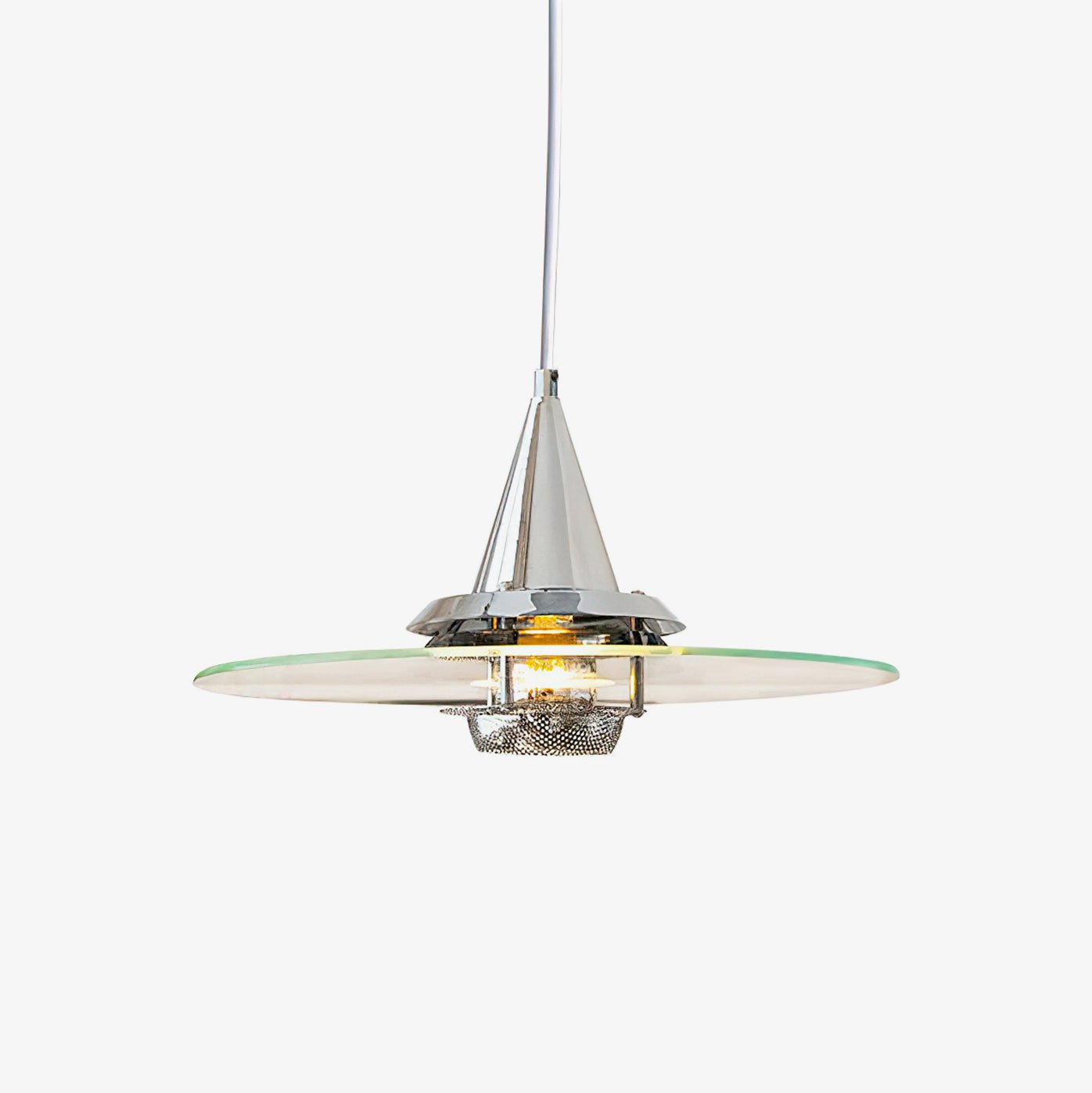 Modern Nova Glass Disc Pendant Light Chrome Industrial Ceiling Hanging Lamp