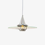 Modern Nova Glass Disc Pendant Light Chrome Industrial Ceiling Hanging Lamp