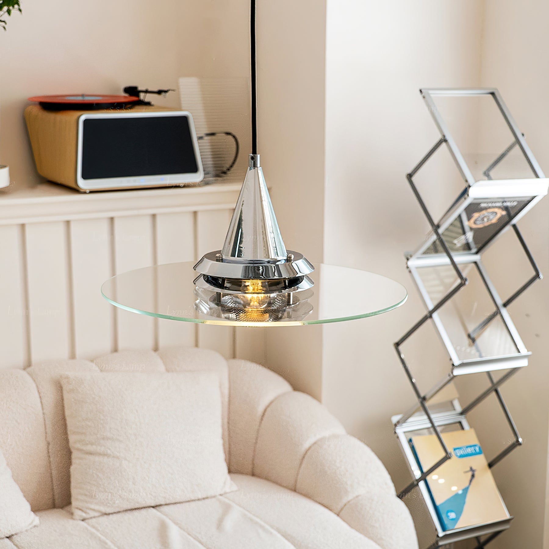 Modern Nova Glass Disc Pendant Light Chrome Industrial Ceiling Hanging Lamp