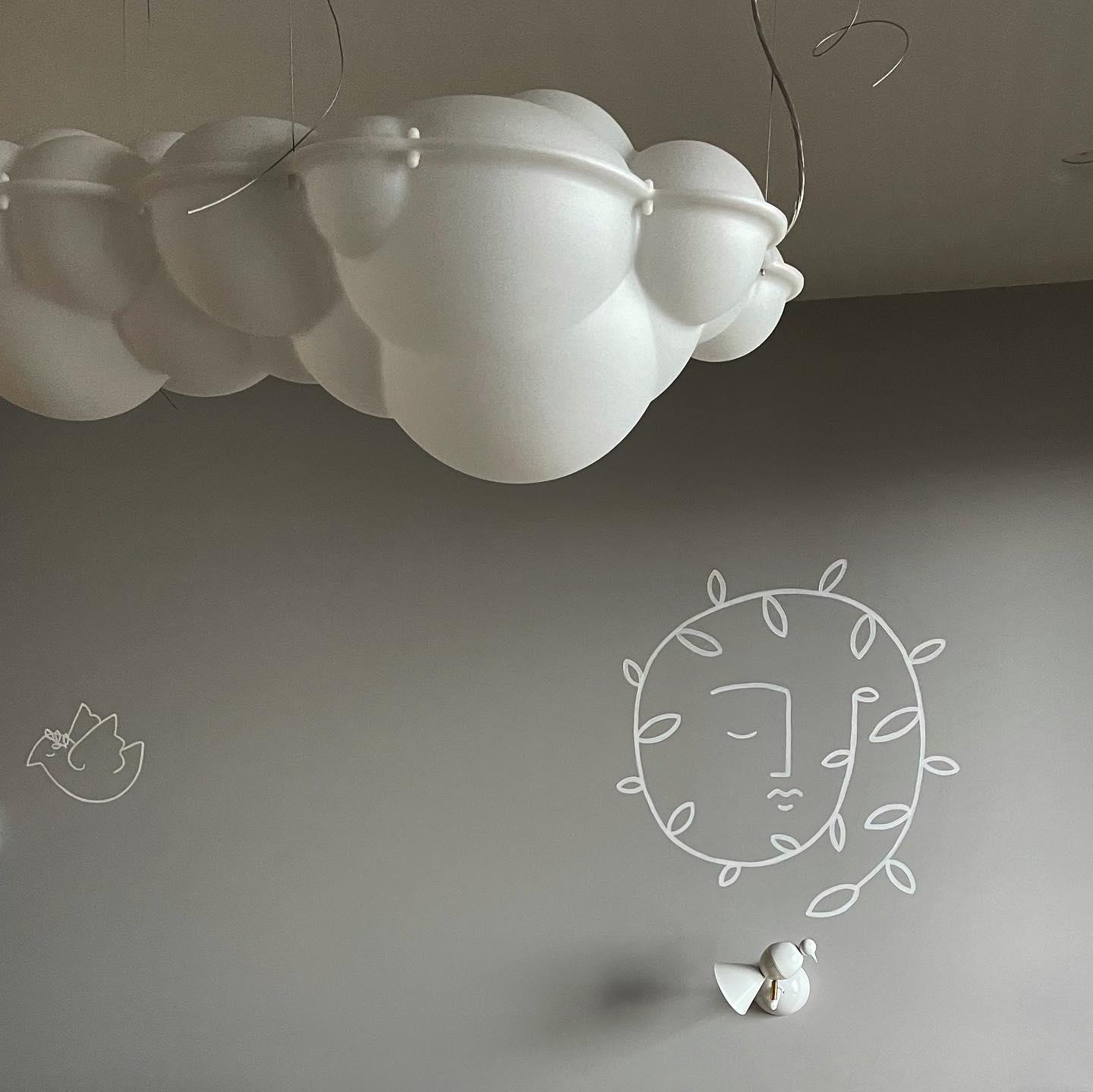 Modern Nuvola Cloud Shaped Pendant Light with White PE Shade for Minimalist Indoor Decor