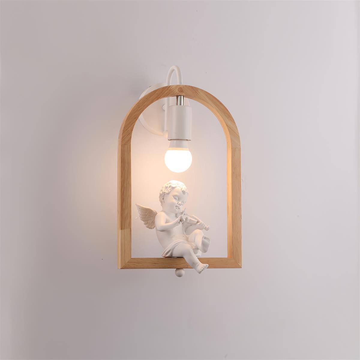 Modern Oak Wood and Resin Bird Wall Light Decorative LED Sconce Pair