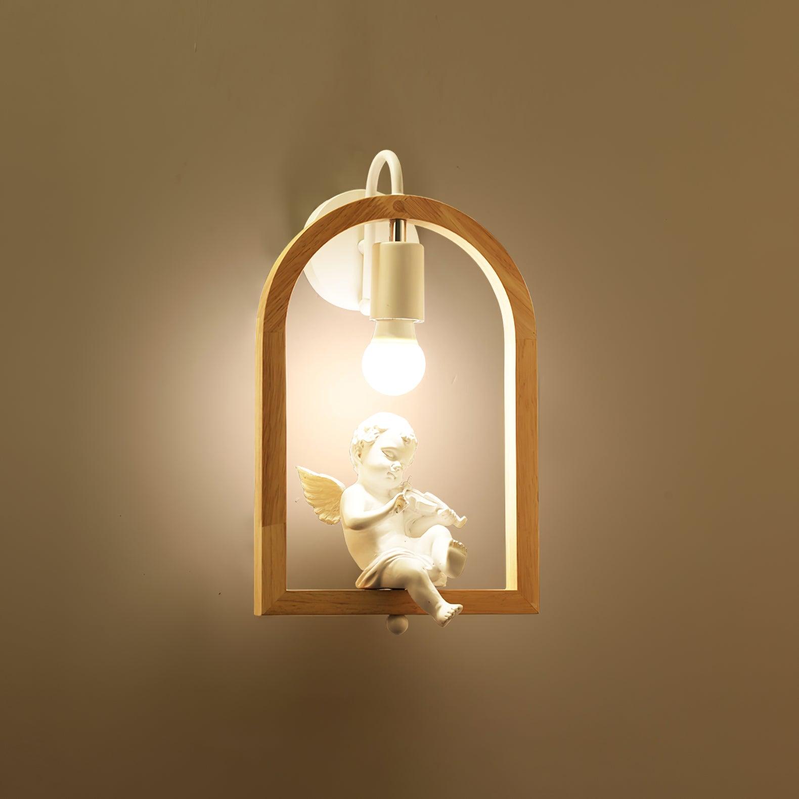 Modern Oak Wood and Resin Bird Wall Light Decorative LED Sconce Pair