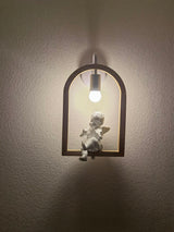 Modern Oak Wood and Resin Bird Wall Light Decorative LED Sconce Pair