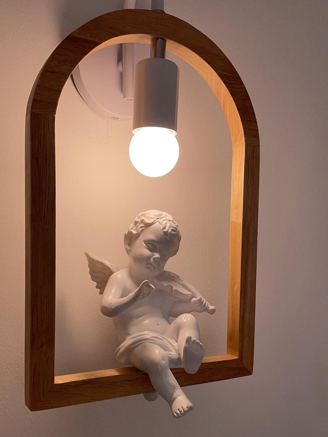 Modern Oak Wood and Resin Bird Wall Light Decorative LED Sconce Pair